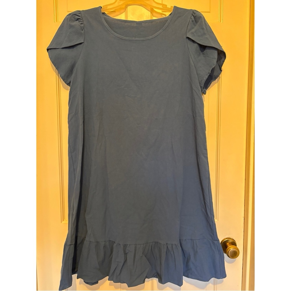 Women’s blue short sleeve ruffle dress size xl casual event party - Picture 4 of 10